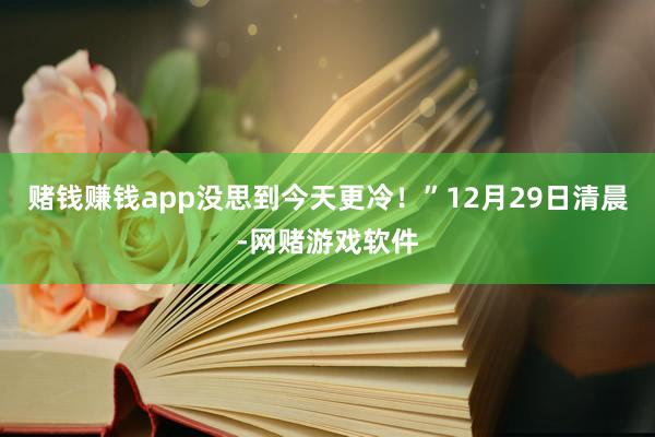 赌钱赚钱app没思到今天更冷！”12月29日清晨-网赌游戏软件