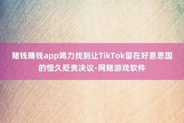赌钱赚钱app竭力找到让TikTok留在好意思国的恒久贬责决议-网赌游戏软件