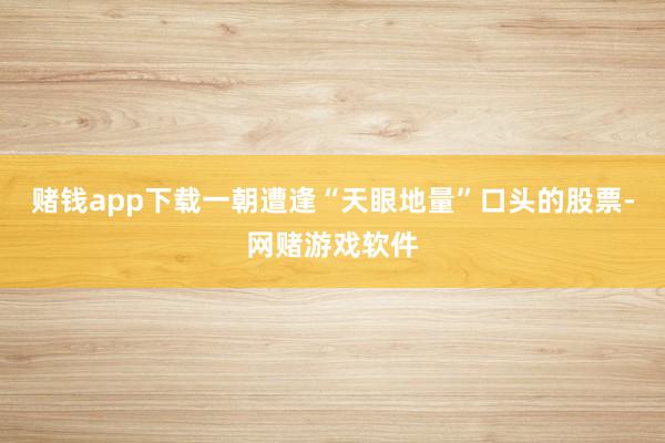 赌钱app下载一朝遭逢“天眼地量”口头的股票-网赌游戏软件