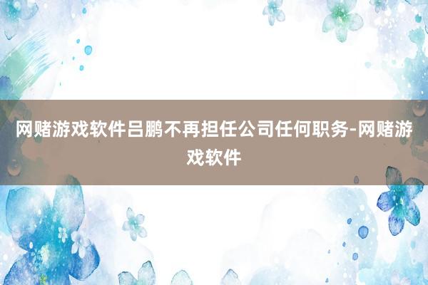 网赌游戏软件吕鹏不再担任公司任何职务-网赌游戏软件